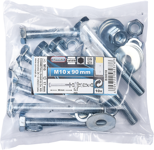 Boulon de connexion 10x90 + écrou+SR+gr sachet 10pcs - b30018