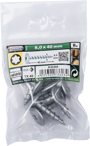 Vis pour poteau Connex tx40 8x40 vz sachet 8pcs - b30260