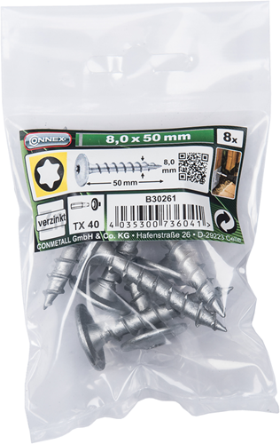 Vis pour poteau Connex tx40 8x50 vz sachet 8pcs - b30261