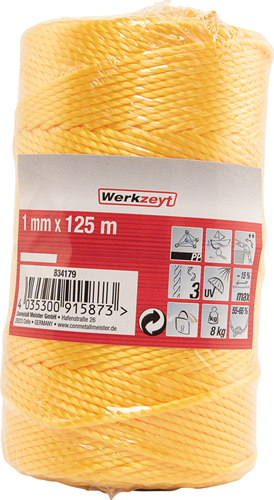 Werkzeyt corde pp 1mm 8kg jaune bobine 125m - b34179