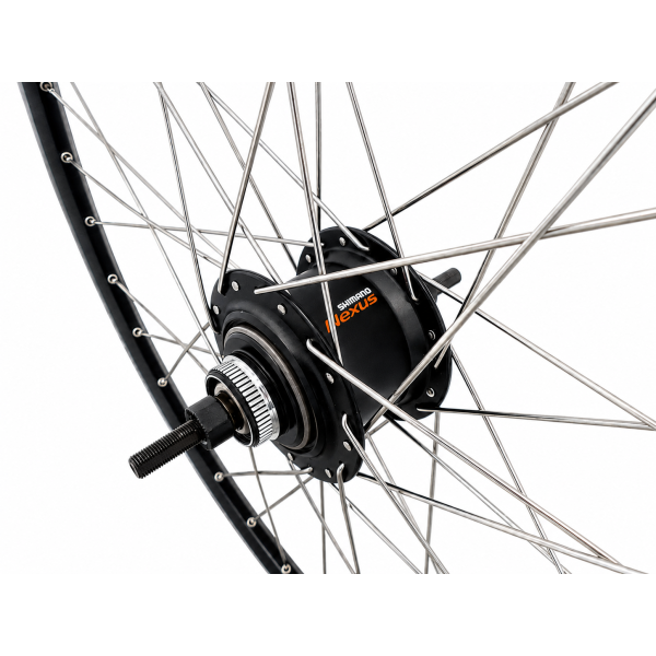Roue arrière Shimano 28 pouces moyeu Nexus 7 (noir) - jante zac2000 (argent noir) avec rayons en acier inoxydable - pour frein à disque
