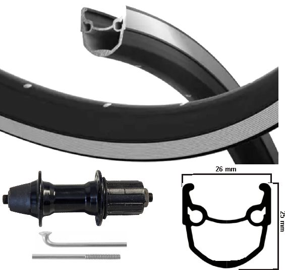KGS Roue arrière 28 pouces (622) Stratos Swil Silver 7 vitesses Black Pustages