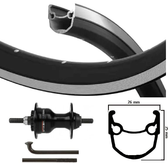 KGS Roue avant de 28 pouces (622) Coupages noirs Black Brake Brake Axis fixe