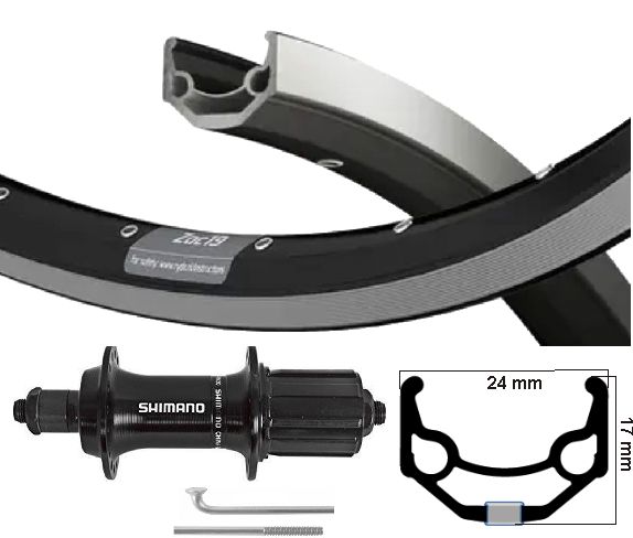 Shimano Achterwiel 26 pouces (559) ZAC19 SW Silver 7 Speed ​​Sw Panne