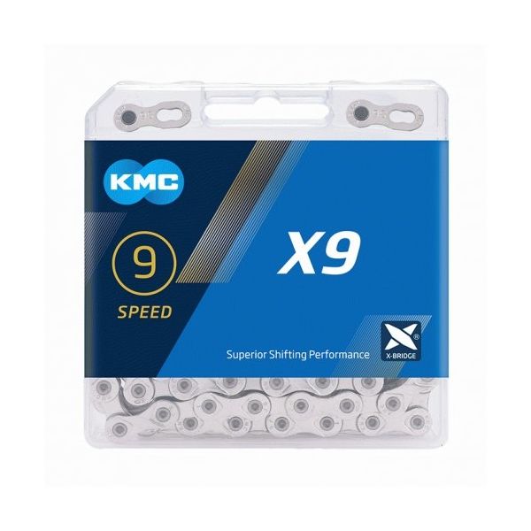 Chaîne de vélos gris en argent KMC X9