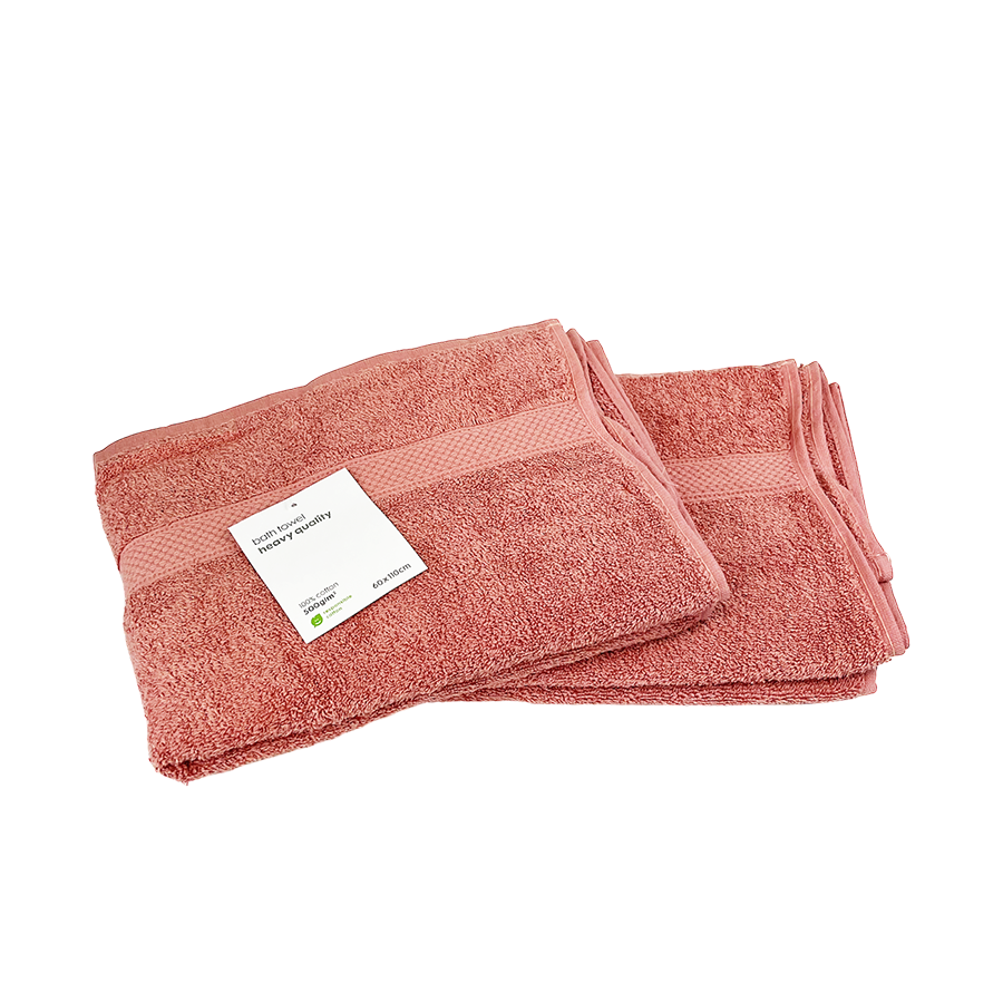 Serviette de bain rose 60x110cm 2 pièces