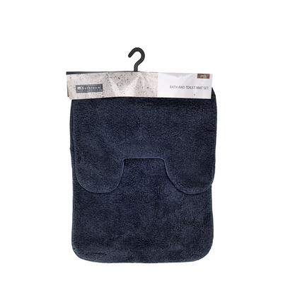 Set de tapis de salle de bain bleu foncé 2 pièces