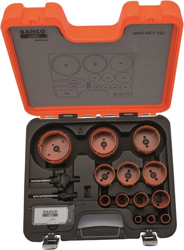 Jeu de scies-cloches bimétalliques Bahco sandflex® | pour métal et bois | 16 mm - 83 mm - 18 pièces - 3834-set-152