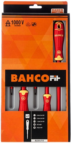 Bahco 5 pièces. tournevis isolé à fente-pz | b220.015