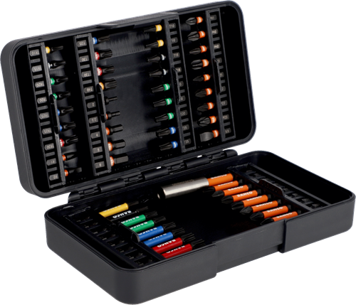 Diablotin bahco 66im 54c-1 | 1 jeu d'embouts de torsion 4 actes | pour vis Phillips fendues Pozidriv hexagonales Torx® inviolables Robertson | 54 pièces - 66im 54c-1
