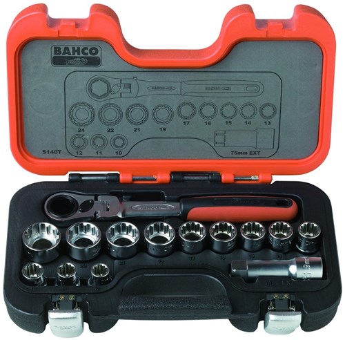 Jeu de clés à douille Bahco 14 pièces spec.