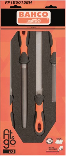 Bahco insert en mousse fit go 1 3 avec limes - 4 pièces - emballage de vente au détail - ff1e5015eh