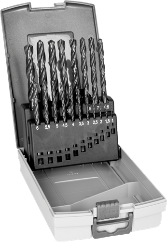 Bahco 4515-set-19 jeu de forets hélicoïdaux HSS-R 19 pièces 1 mm, 1,5 mm, 2 mm, 2,5 mm, 3 mm, 3,5 mm, 4 mm, 4,5 mm, 5 mm, 5,5 mm, 6