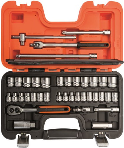 Jeu de prises Bahco 3 8 | cliquet réversible | hexagone | tailles métriques et pouces - 38 pièces - coffret - s380