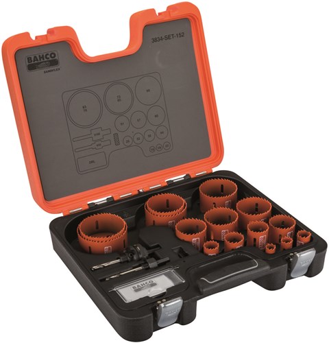 Jeu de scies-cloches bimétalliques Bahco sandflex® | pour métal et bois | 16 mm - 83 mm - 18 pièces - 3834-set-152