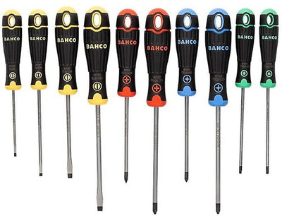Jeu de tournevis Bahco | coloré | 10 pièces | emplacement, ph1. ph2, pz1, pz2, t15, t20 - b219.010rb