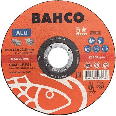 Meule Bahco | pour ébavurage | pour l'aluminium | 125 x 1,6 x 22,23 mm - 3911-125-t41-al