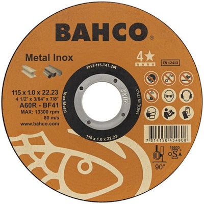 Meule Bahco | pour ébavurage | pour métal et acier inoxydable | 125 x 1,0 x 22,23 mm - 3912-125-t41-im