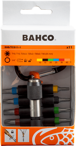 Embouts collants Bahco | 59s tcs11-1 - embouts torx colorés avec porte-embout magnétique