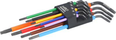 Bahco jeu de clés torx t8 - clés hexagonales t40, torx®, longues, phosphatées, colorées, métriques - 9 pièces - c1997torx 9p