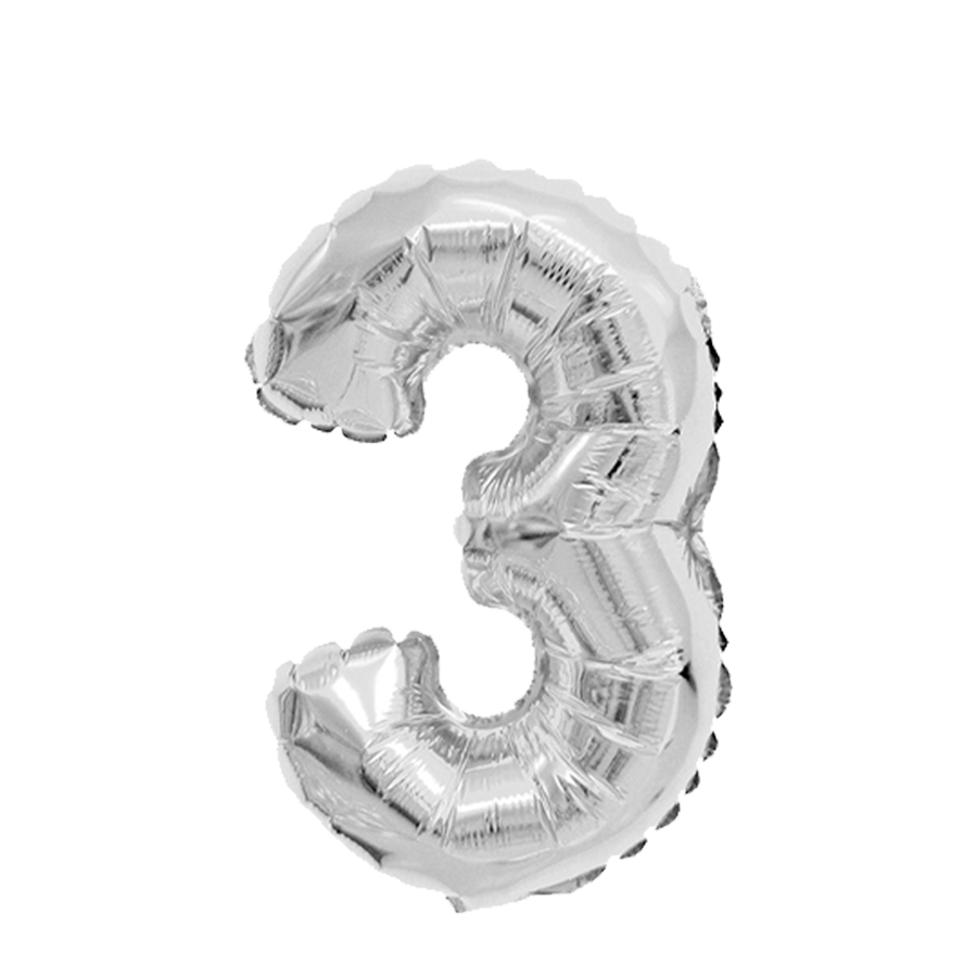 Ballon aluminium numéro 3 argent 45cm
