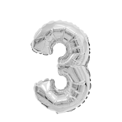 Ballon aluminium numéro 3 argent 45cm