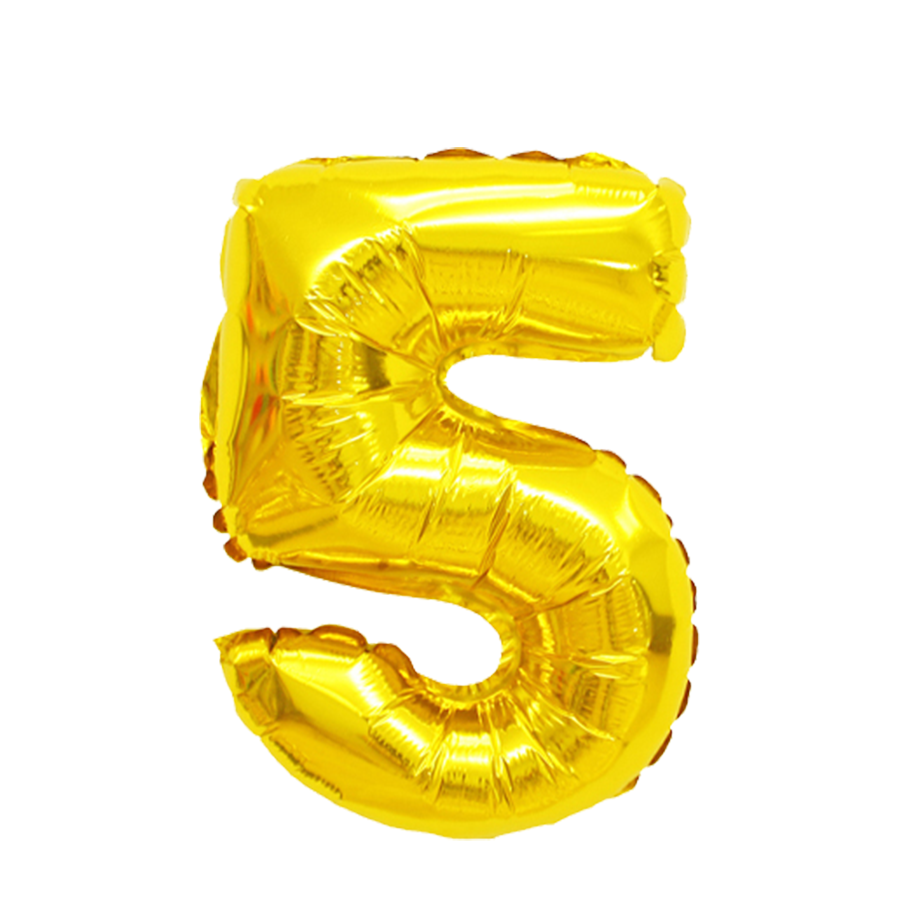 Ballon aluminium numéro 5 doré 45cm