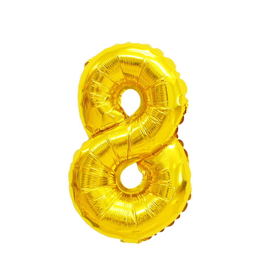 Ballon aluminium numéro 8 doré 45cm