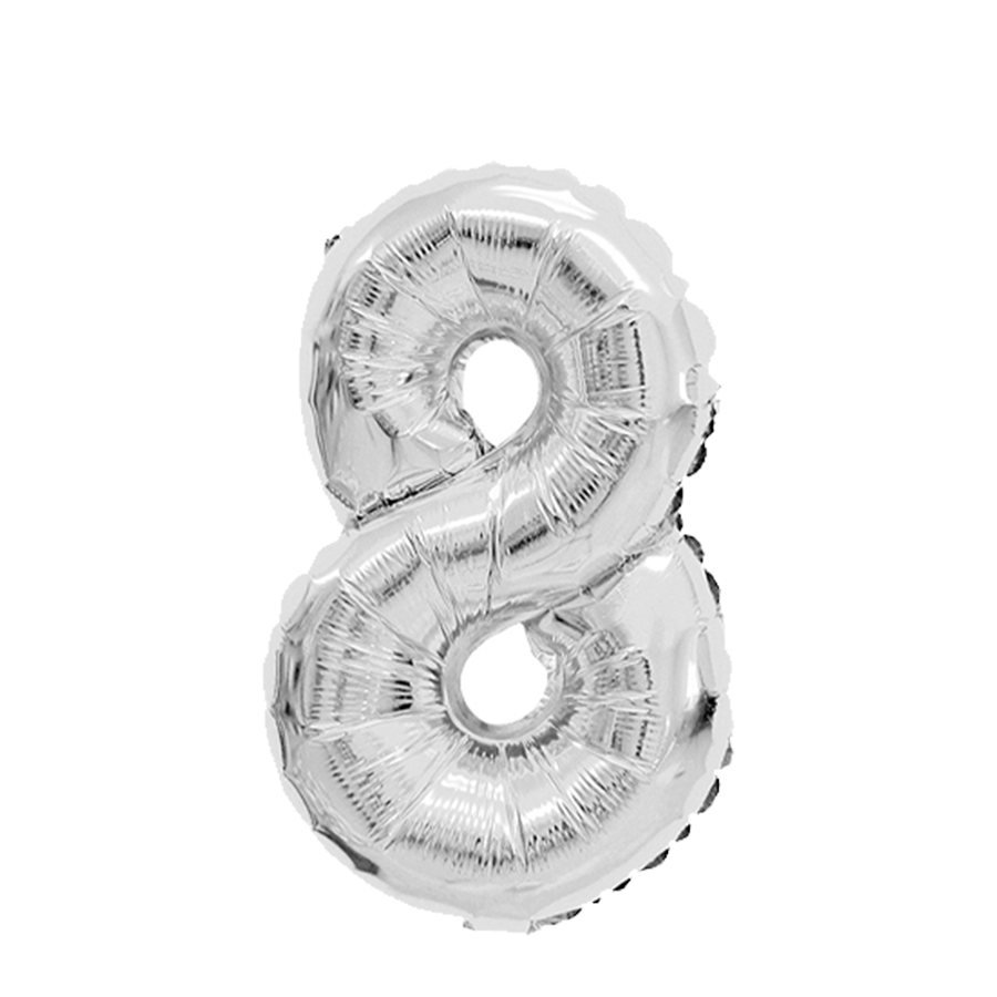 Ballon feuille numéro 8 argent 45cm