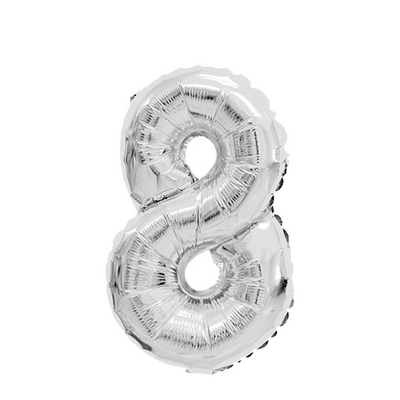 Ballon feuille numéro 8 argent 45cm