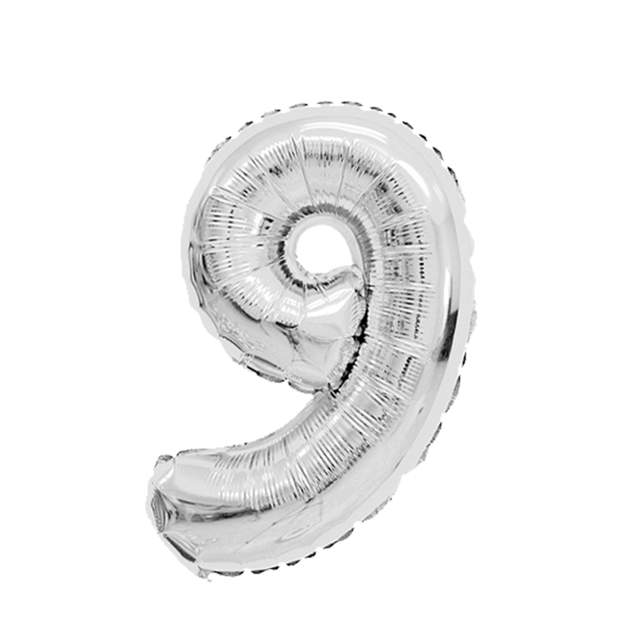 Ballon feuille numéro 9 argent 45cm