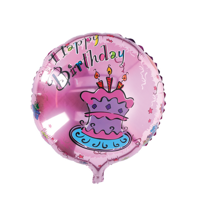 Ballon aluminium joyeux anniversaire gâteau rose ø46cm