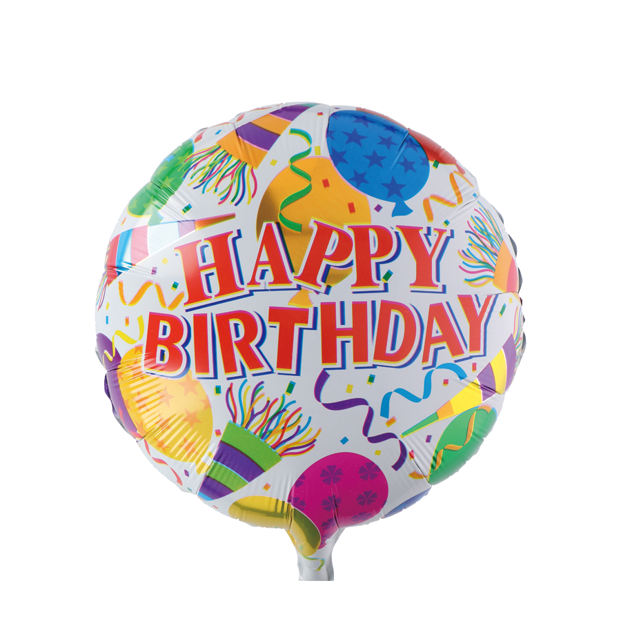 Ballon aluminium joyeux anniversaire fête blanche ø46cm