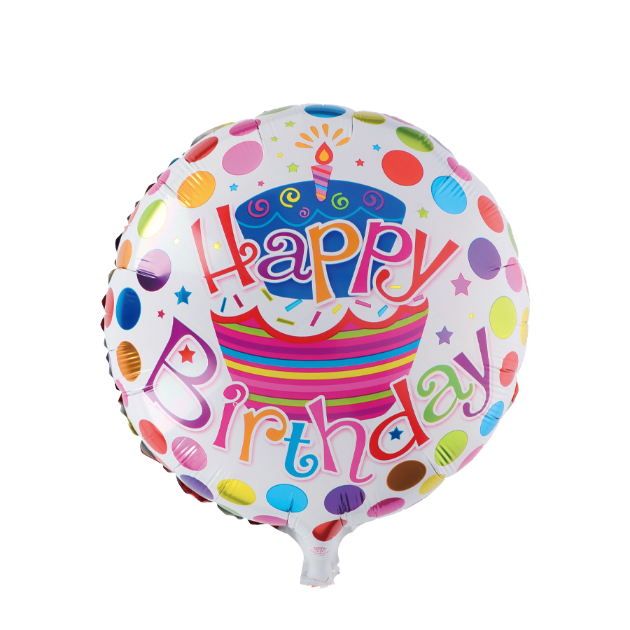 Ballon aluminium joyeux anniversaire gâteau blanc ø46cm