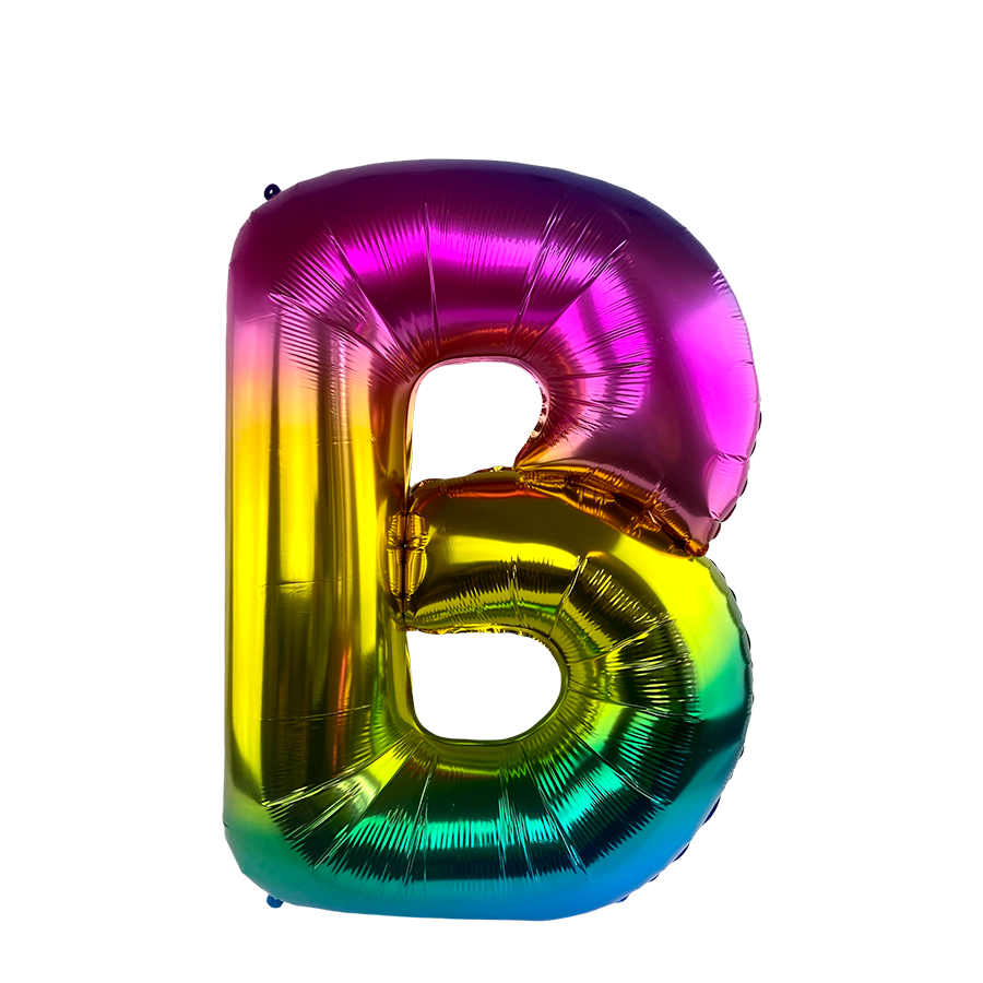 Ballon aluminium lettre b arc-en-ciel 86cm