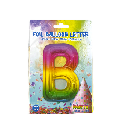 Ballon aluminium lettre b arc-en-ciel 86cm