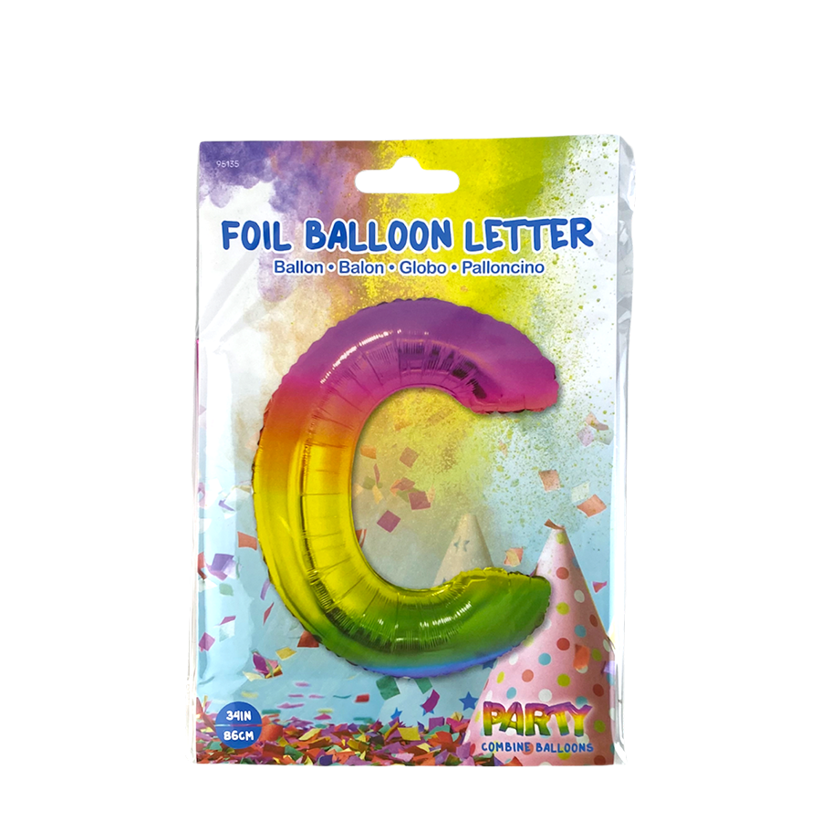 Ballon aluminium lettre c arc-en-ciel 86cm