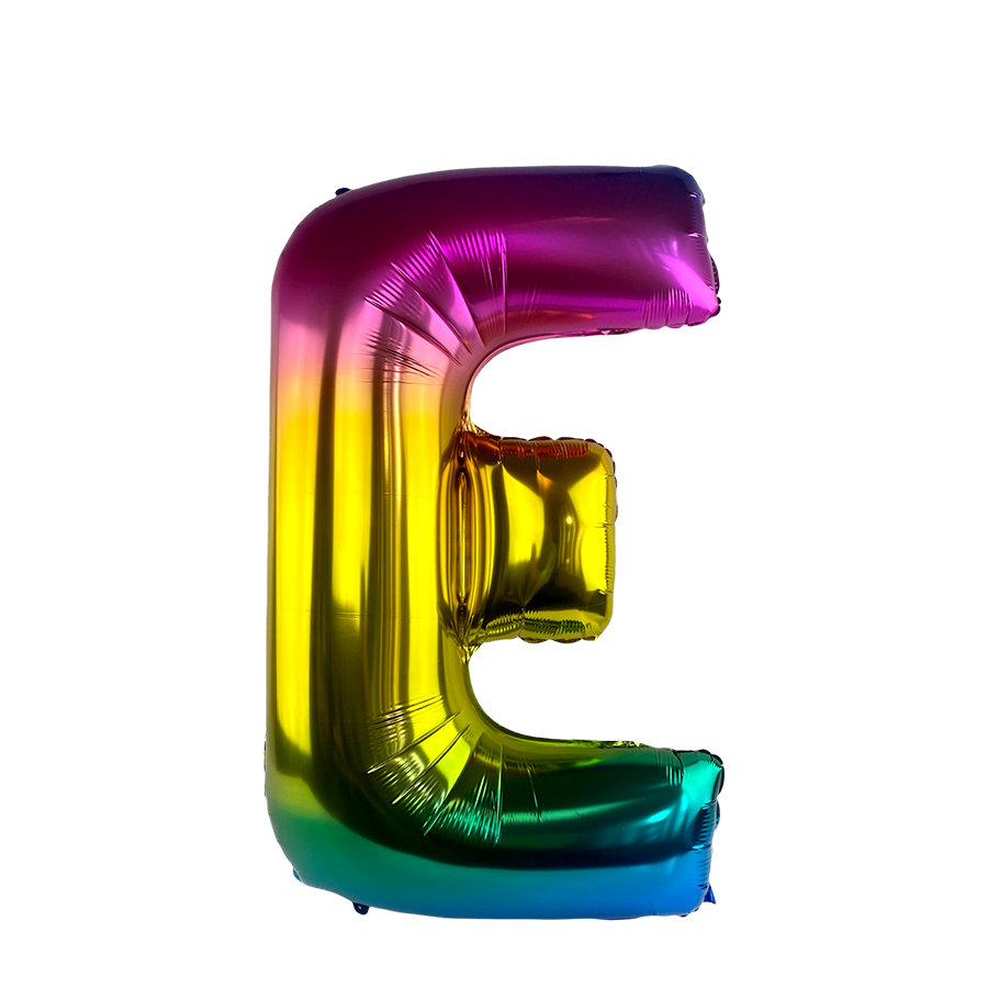 Ballon aluminium lettre e arc-en-ciel 86cm