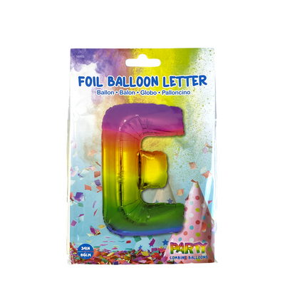 Ballon aluminium lettre e arc-en-ciel 86cm