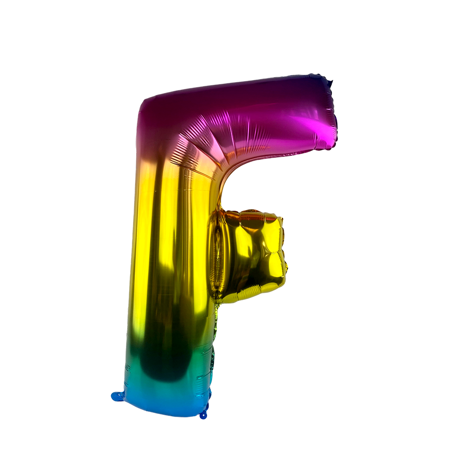 Ballon en aluminium lettre f arc-en-ciel 86cm