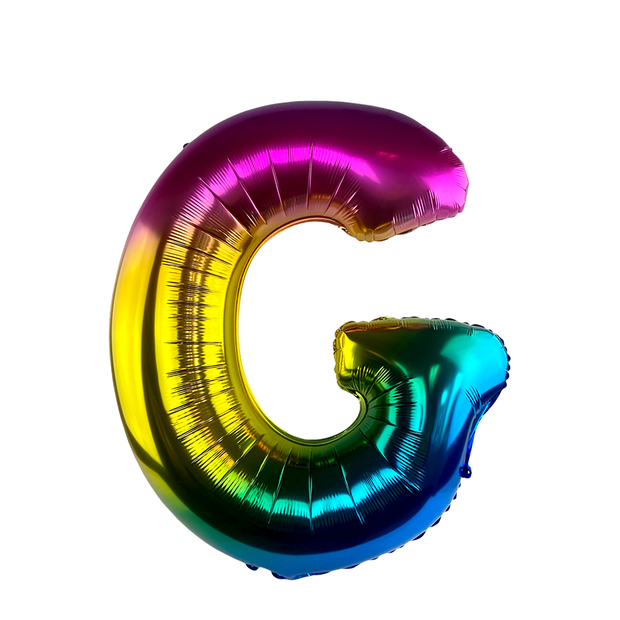 Ballon aluminium lettre g arc-en-ciel 86cm