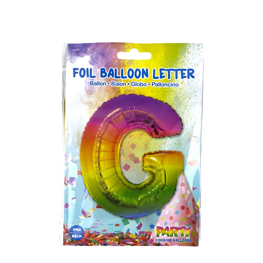 Ballon aluminium lettre g arc-en-ciel 86cm