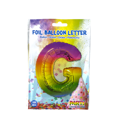 Ballon aluminium lettre g arc-en-ciel 86cm