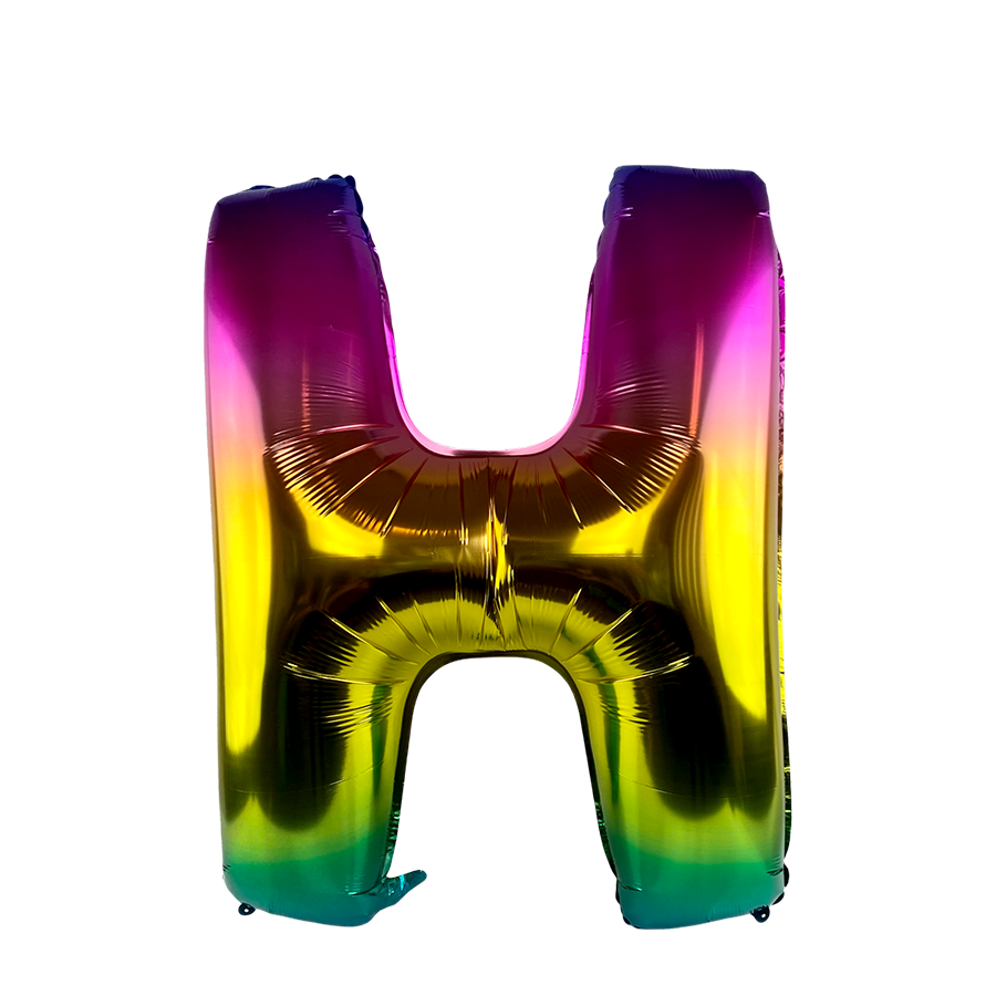 Ballon aluminium lettre h arc-en-ciel 86cm