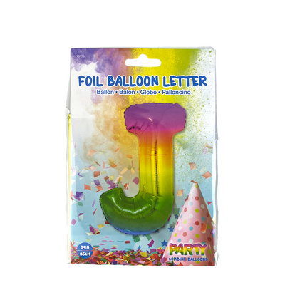 Ballon aluminium lettre j arc-en-ciel 86cm