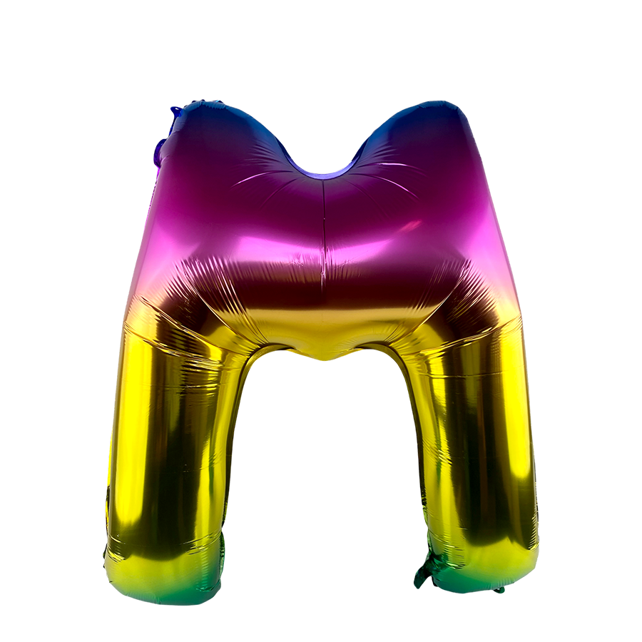 Ballon en aluminium lettre m arc-en-ciel 86cm
