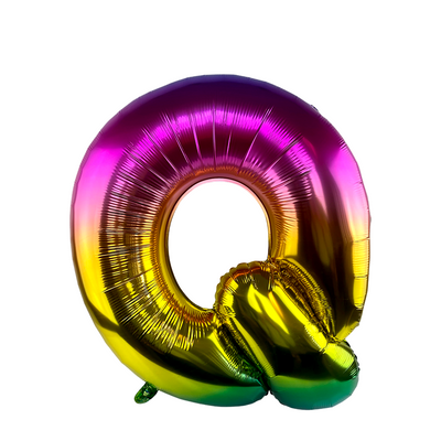 Ballon en aluminium lettre q arc-en-ciel 86cm