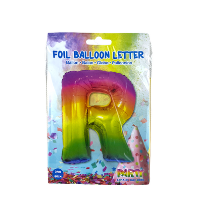 Ballon aluminium lettre r arc-en-ciel 86cm