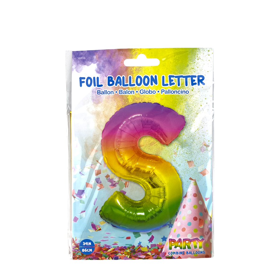 Ballon en aluminium lettre s arc-en-ciel 86cm