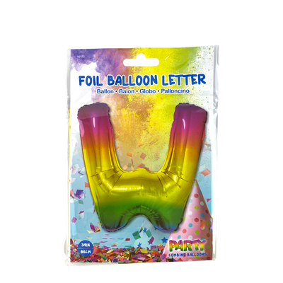 Ballon en aluminium lettre w arc-en-ciel 86cm